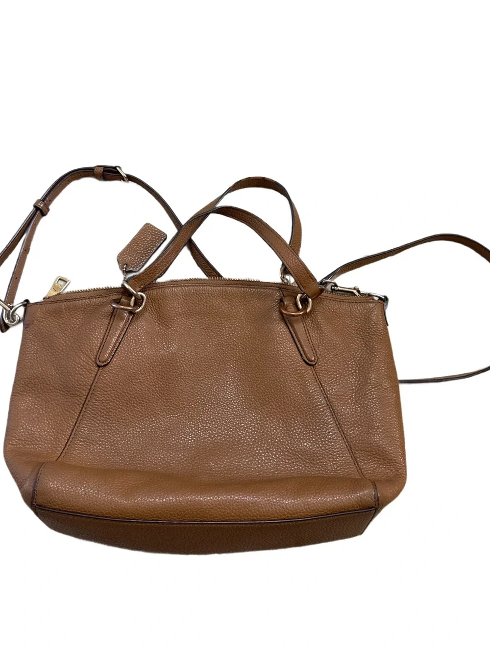 Coach Pebbled Leather Shoulder Satchel in Tan